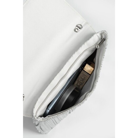 Women Silver Crystal Bag with Rhinestones Wedding Party formal Handbag. - Picture 4 of 7